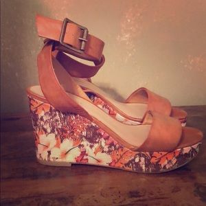 Nine West Cognac-colored Wedge Sandals